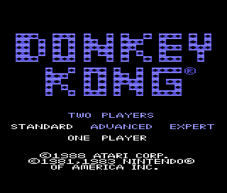 Donkey Kong title screen for Atari 7800